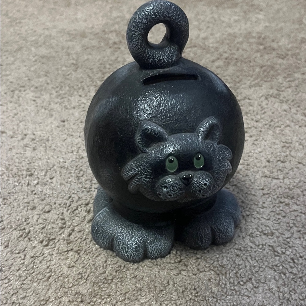 Dees Black and Gray Cat Shaped Coin Bank